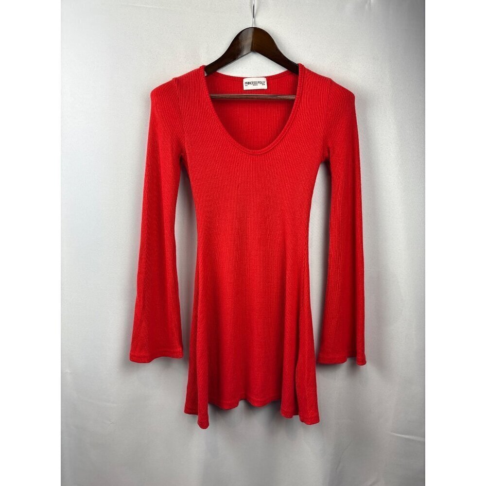 Women’s Princess Polly Size 4 Red Long Bell Sleeved Mini Dress
